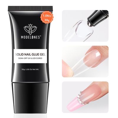 Modelones Solid Nail Gel, 30g Nail Gel for Nail Tips, Solid Nail Glue Gel for Press on Nails, Super Strong Nail Glue for Fake Nails, Acrylic Nail Gel for Long Lasting Manicure DIY at home, Cure Needed