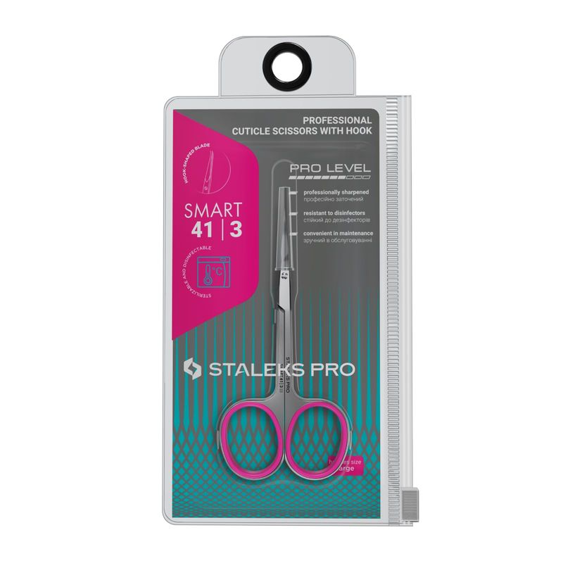 Staleks Professional Cuticle Scissors - Manicure Scissors, Stainless Steel, Extra Fine Curved Blades Smart 40 Type 3 SS-41/3