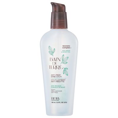 Bain de Terre Recovery Complex Anti-Frizz Shine Serum, Silky Shine &amp; Frizz Control with Argan &amp; Monoi Oils, Paraben-Free, Alcohol-Free, Color-Safe, Vegan, 3.4 Fl Oz