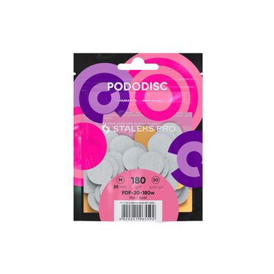 Staleks Pro Disposable White Files for Pedicure Disc PODODISC M Expert - 180 Grit - 50 Pcs - Foot Processing- Single-Use - Professional Foot Care
