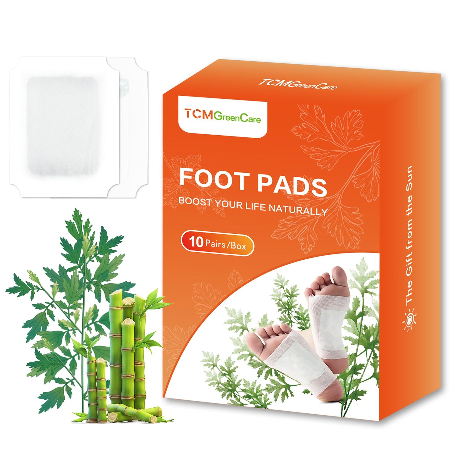 Deep Cleansing Foot Pads, 20 Packs TCMGreenCare Premium Foot Pads, Natural Bamboo &amp; Mugwort Foot Patches: Relieve Fatigue, Reduce Stress, and Enhance Sleep
