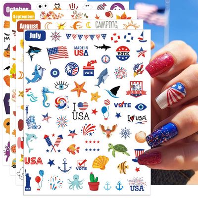 IDDFEVE 12 Months All Holiday Nail Stickers, 24 Sheets Seasonal Variety Pack 2 Pcs Per Month DIY Nail Art, Self-Adhesive Pegatinas Uas for a Year of Halloween Christmas Thanksgiving&amp;Valentines Day