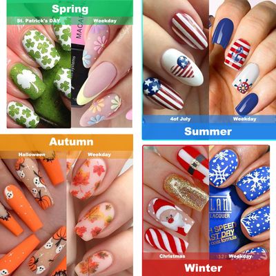 IDDFEVE 12 Months All Holiday Nail Stickers, 24 Sheets Seasonal Variety Pack 2 Pcs Per Month DIY Nail Art, Self-Adhesive Pegatinas Uas for a Year of Halloween Christmas Thanksgiving&amp;Valentines Day