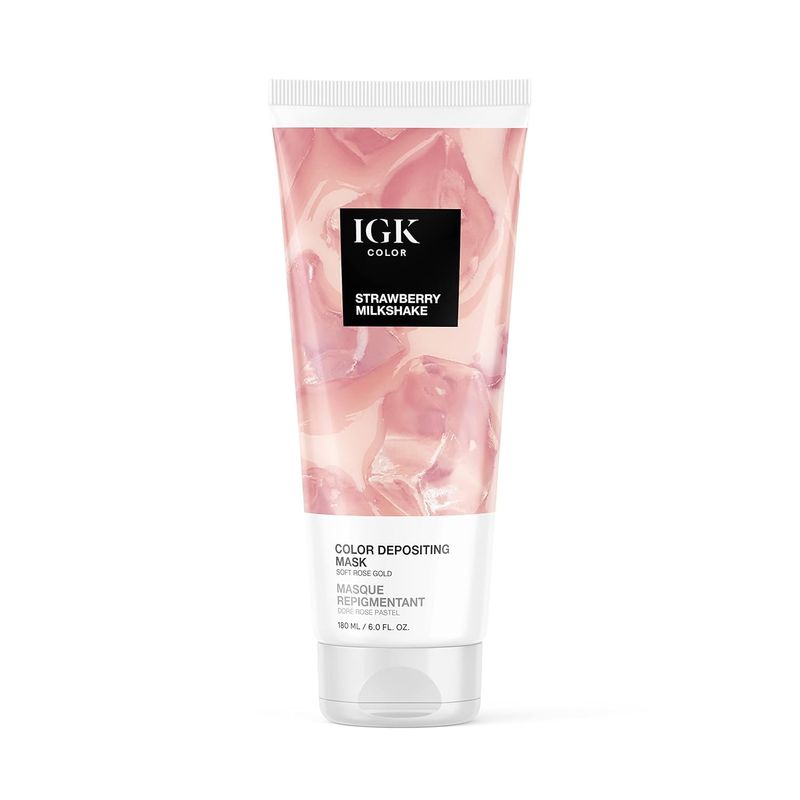 IGK Hair Gloss Toner &amp; Color Depositing Mask | Rose Gold Semi-Permanent | Vegan Cruelty Free | Strawberry Milkshake