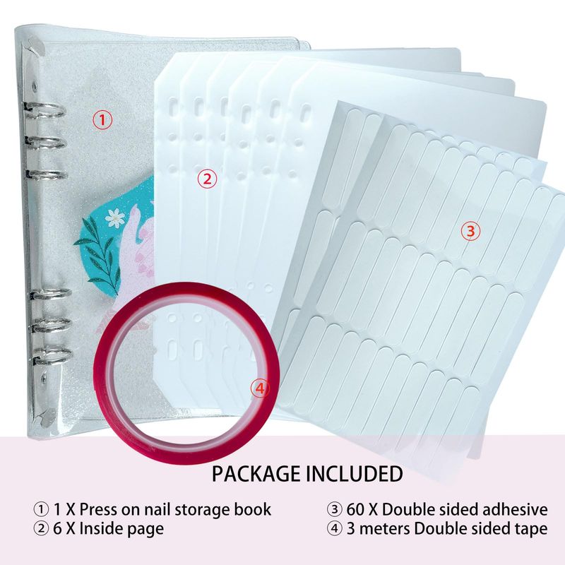 Press On Nail Organizer,10 PCS,A5 Glitter PVC Cover Binder,Press On Nail Packaging for Fake Nail Storage Nail Display Nail Salon Press On Nail Supplies Organizer with Nail Tape(A5(9.37 6.89 1inch)