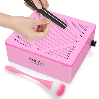 SAVILAND Nail Dust Collector Strong Suction: 60W Powerful Nail Vacuum Dust Collector Electric Acrylic Nails Extractor Duster Collector Detachable Filter Nail Dust Brush Nail Tech Quiet Nail Salon Home