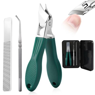 Eagle Beak Beveled Nail Clippers, Wide Jaw Opening Anti-Splash Slanted Nail Clipper, Splashproof Nail Clippers 3-Piece Set for Thick and Ingrown Nails, for Women and Men
