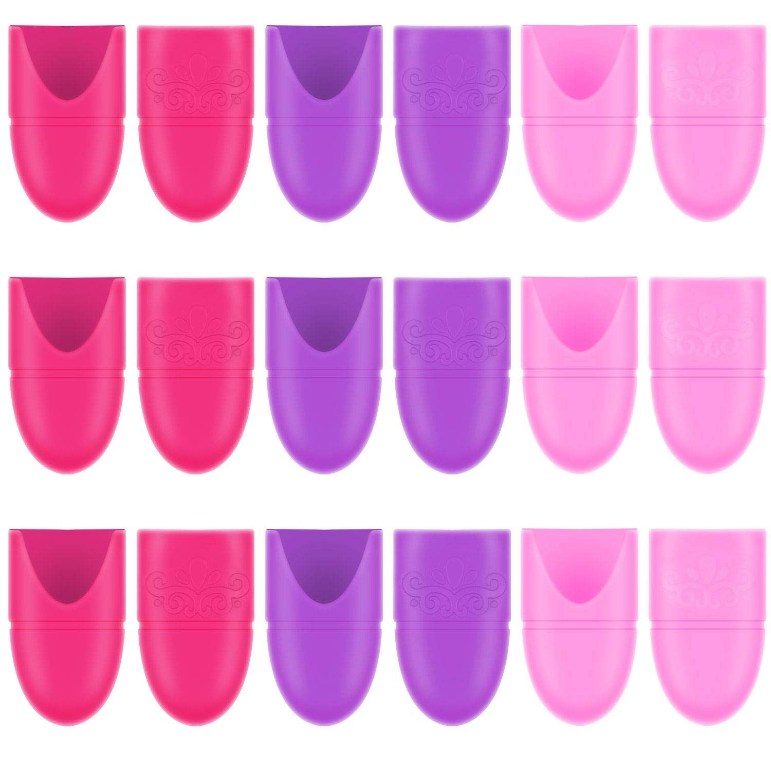 Boao 30 Pieces Wearable Nail Polish Remover Caps Soak off Silicone Gel Fingernail Wrap Cleaner Reusable Caps in Purple, Rosy and Pink for DIY Nail Supplies