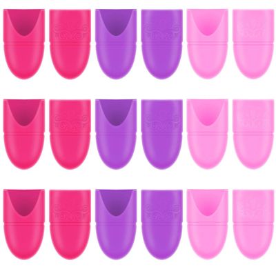 Boao 30 Pieces Wearable Nail Polish Remover Caps Soak off Silicone Gel Fingernail Wrap Cleaner Reusable Caps in Purple, Rosy and Pink for DIY Nail Supplies