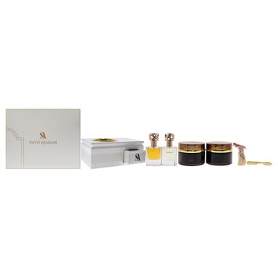 Swiss Arabian Swiss Arabian Exclusive Collection - Perfume Giftset for Him - Includes Dukhoon Al Haram, Muattar Mumtaz, Gharaam EDP, Wajd EDP, Mubkhara, Torch and Tong - Sexy and Bold Scent - 7 Pc