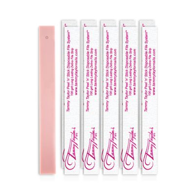 Tammy Taylor 100/180 Grit Nail Files for Acrylic Nails | Peel and Stick Disposable Zebra Coarse Nail File for Shaping Nail Art and Acrylic Nail Powder w/Professional Emery Boards for Nails | 10 Pack