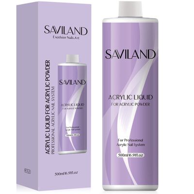 Saviland Acrylic Liquid - 16.91OZ/500ML Acrylic Liquid for Acrylic Powder Large Capacity Low Odor for Nail Extension &amp; Carving Home DIY Nail Salon Use