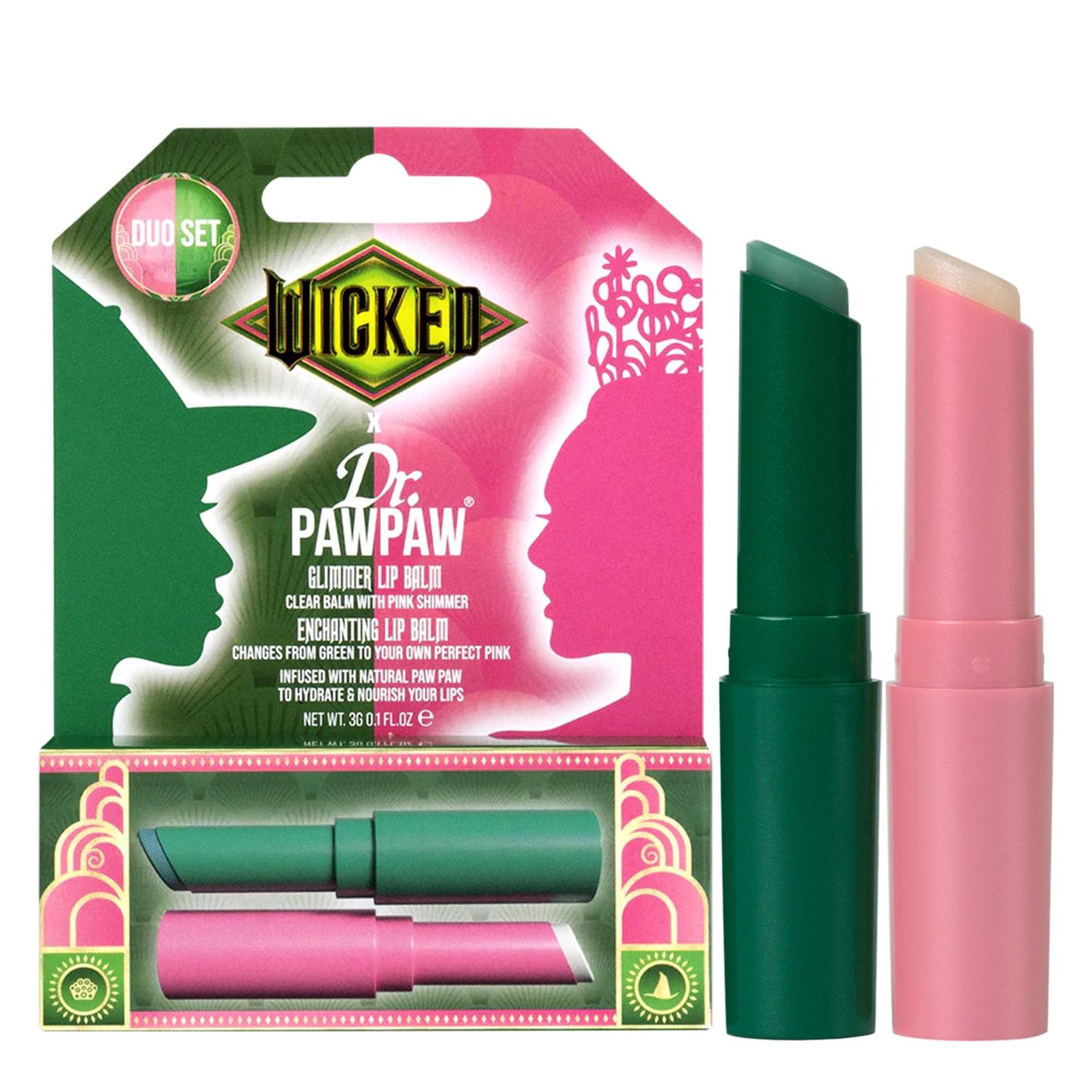 Dr. PawPaw Wicked Enchanting &amp; Glimmer Lip Balm Duo - Moisturizing, Tinted Lip Balm for Women - Vegan, Nourishing, Hydrating - 2 pc