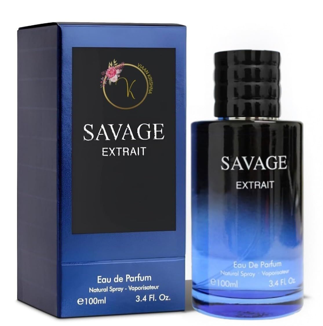 SAVAGE EXTRAIT Cologne for Men Eau De Parfum, Top Notes: Grapefruit &amp; Heady Spices Base Notes: Lavender Essence &amp; Rich Wood Cologne for Everyday Wear, Work Days, Romantic Date. Elegant Bottle 3.4oz