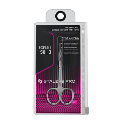 STALEKS Pro Expert 50 Type 3 Cuticle Scissors - Premium Quality Manicure Scissors - Stainless Steel Curved Scissors for Cuticles - Long Lasting Beauty Scissors for Cuticle Nail Care