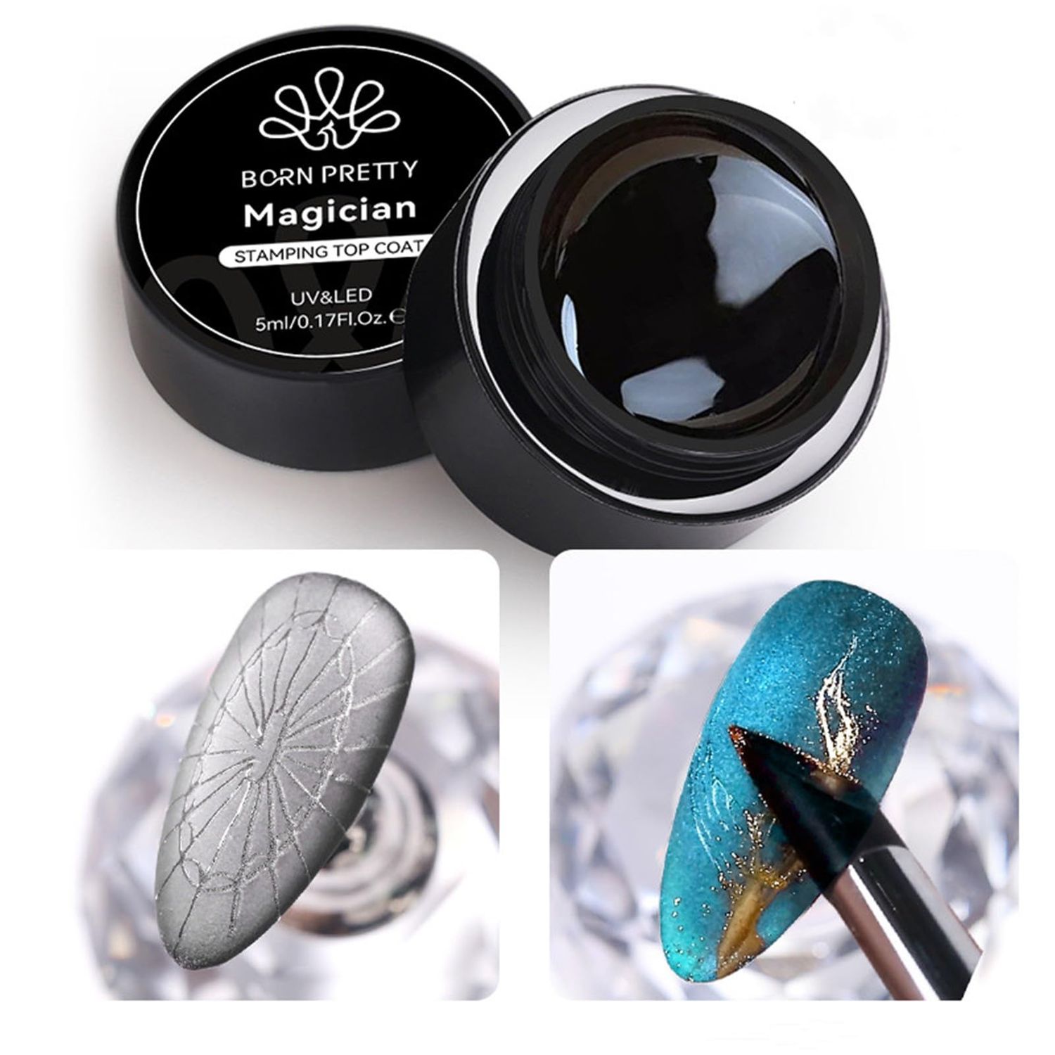 Born Pretty Magician Stamping Top Gel, Nail Stamping Gel Polish, Nail Art Stamping Gel, Nail Stamp Nail Art Stamping for Nail Art Design
