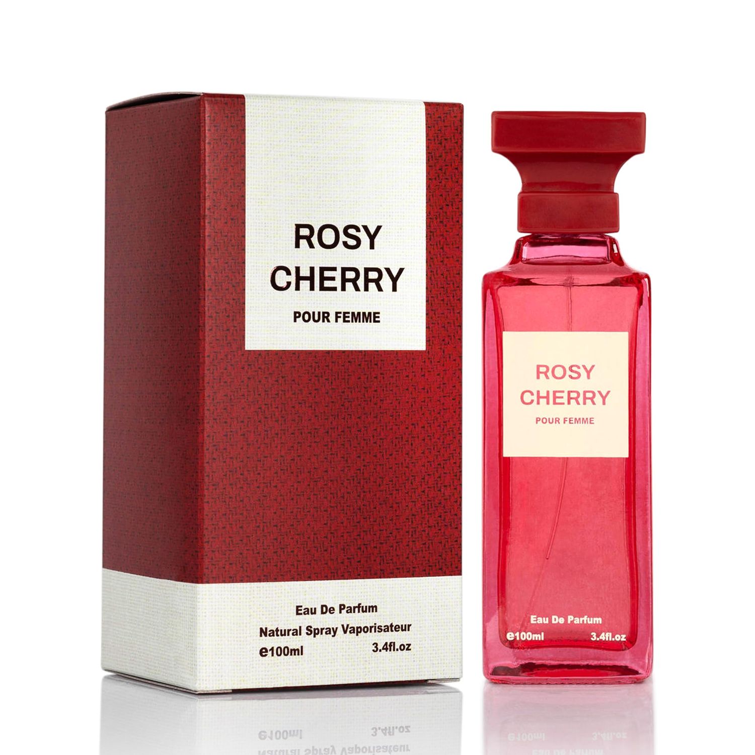 Rosy Cherry for Women - Fruity Floral Fragrance - Top Notes of Cherry &amp; Bitter Almond - Base Scents of Vanilla, Cinnamon, Sandalwood, Cedar, Patchouli &amp; Vetiver - Elegant 100ml Bottle, Women Parfumes