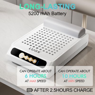 LUGX Rechargeable Nail Dust Collector, Professional Brushless Turbo Dust Collector Nail Tech, Powerful Dust Suction Machine Manicure Pedicure Tool for Acrylic Nail Polishing, Low Noise, 2Pcs Filters
