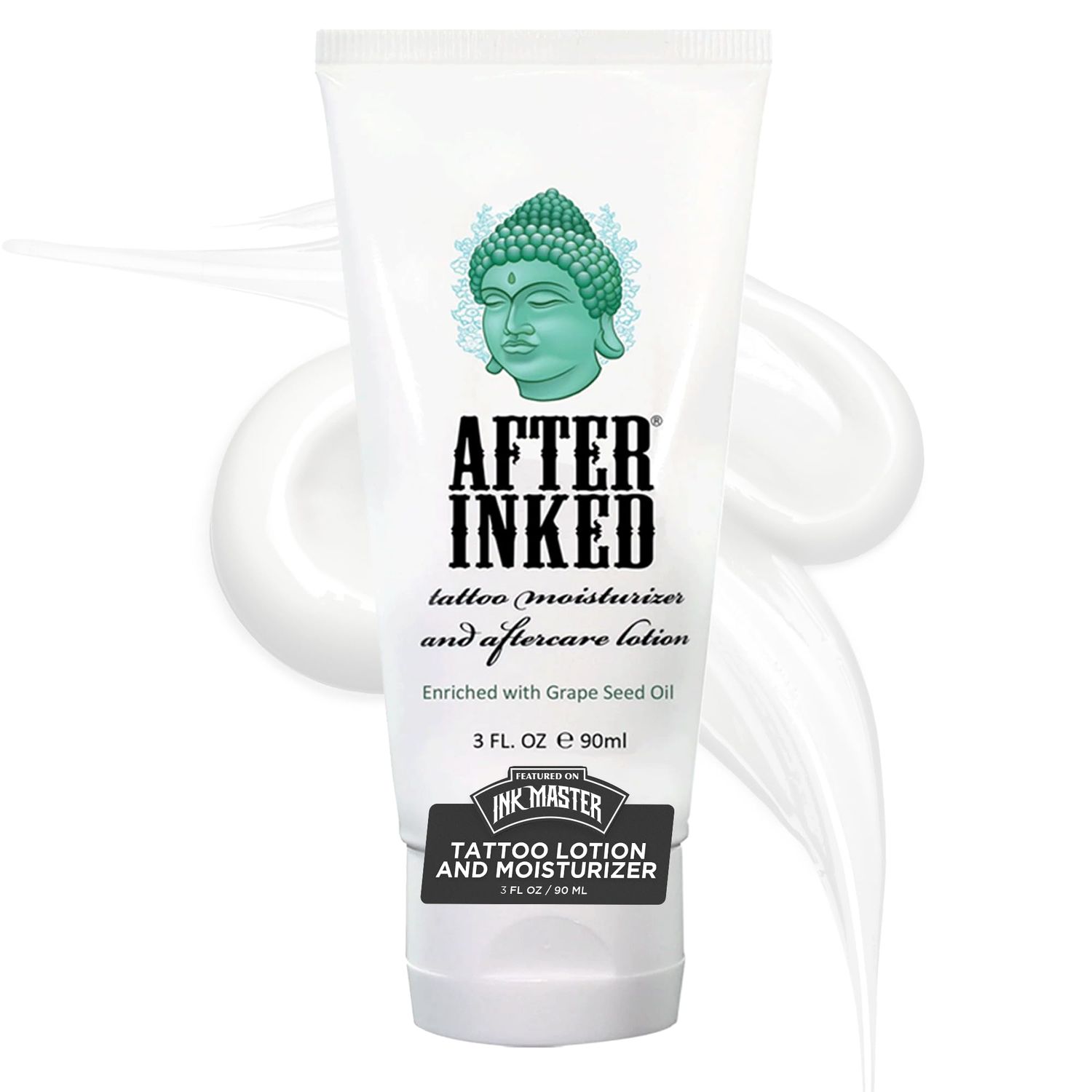 After Inked Tattoo Aftercare Lotion - Moisturizing Balm for Inked Skin, As Seen on INK MASTER - Hydrating Cream with Grape Seed Oil, Skin Nourishment &amp; Daily Maintenance - 3 Fluid oz Tube (1-Pack)