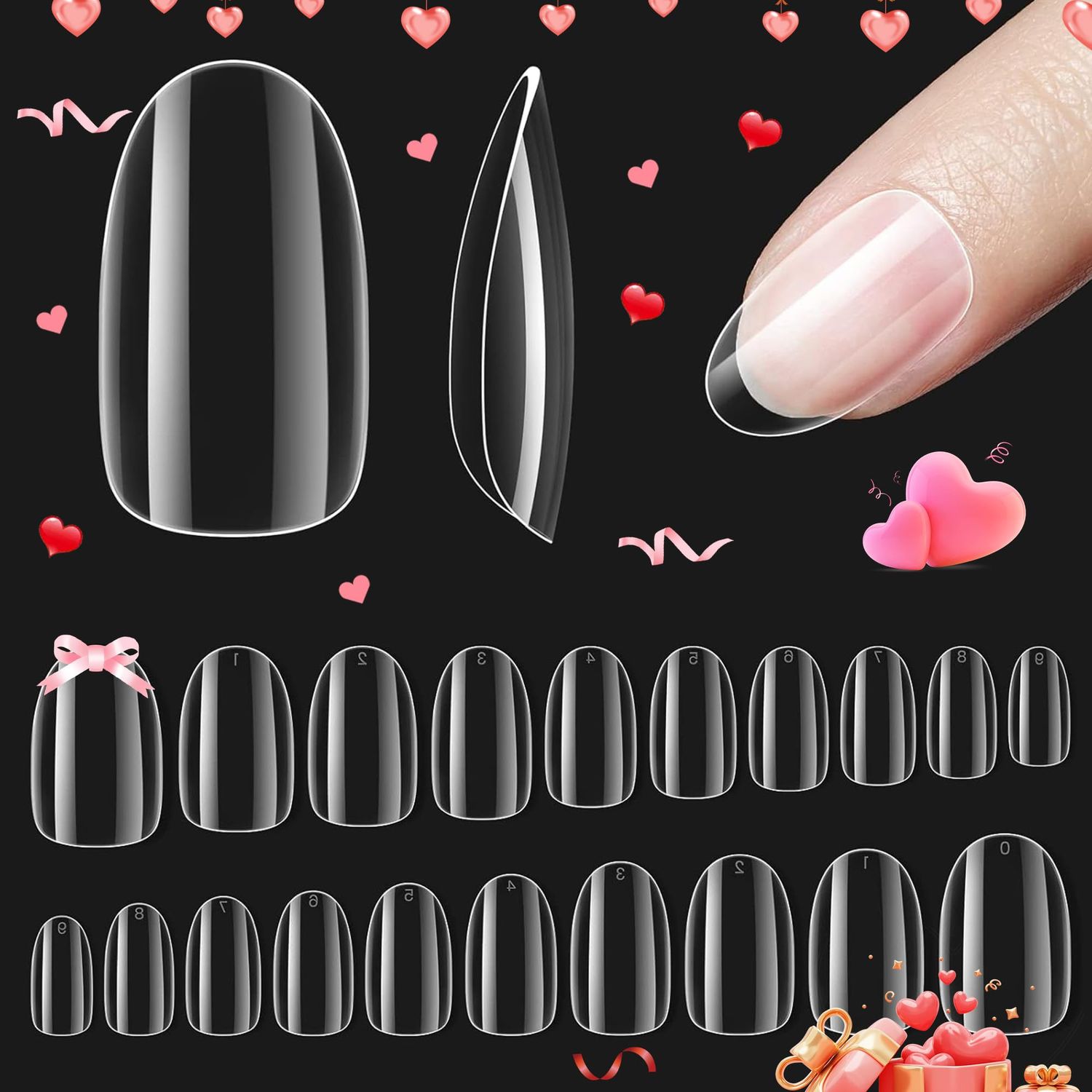 Beetles Gel Nail Tips Short Oval Shape, 500Pcs Clear Soft Gel Nail Tips Pre-shaped Full Cover False Nails Gelly Tips for Gel Nail Polish Easy Nail Extensions Acrylic Press on Nails
