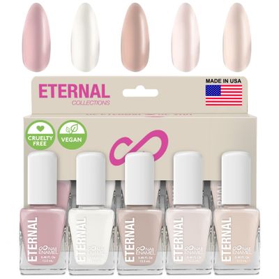 Eternal Pastel Nail Polish Set for Women (CLASSIC ME) - Nude Nail Polish Set for Girls - Lasting &amp; Quick Dry Pink Nail Polish Kit for Home DIY Manicure &amp; Pedicure - Made in USA, 13.5mL (Set of 5)