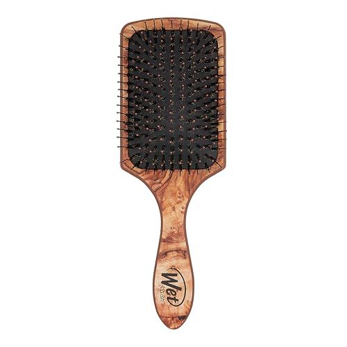 Wet Brush Paddle Hair Brush,Traditional Wood-Ultra-Soft IntelliFlexDetangling Bristles with AquaVentDesignForSpreading HairTreatmentsEvenly-Pain-Free Hair Brush For Women &amp; Men,Shine Traditional Wood