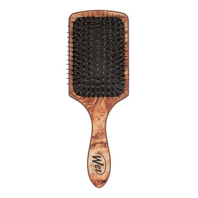 Wet Brush Paddle Hair Brush,Traditional Wood-Ultra-Soft IntelliFlexDetangling Bristles with AquaVentDesignForSpreading HairTreatmentsEvenly-Pain-Free Hair Brush For Women &amp; Men,Shine Traditional Wood