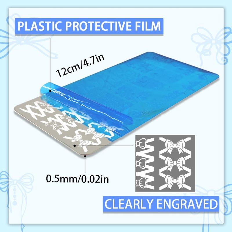 PH PandaHall 66 Patterns Bow Nail Stamper, 3pcs Nail Stamping Plate Cute Bowknot Nail Art Stencils Print Nail Stencils Stainless Steel Nail Plates for Nail Design Print Manicure Salon