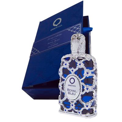 Orientica Luxury Collection Royal Bleu Extrait de Parfum with Notes of Bergamot, Jasmine &amp; Vanilla, Bold &amp; Sophisticated Long-Lasting Fragrance for Women, Elegant &amp; Enigmatic Scent, 2.7 oz/80ml