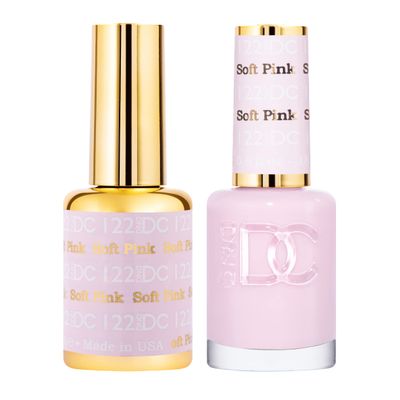 DND DC Gel Polish Set, Pink Collection, UV/LED Gel Polish and Air Dry Nail Lacquer, Matching Chip-Free Polish Duo, 122 Soft Pink, 0.5 Fl Oz