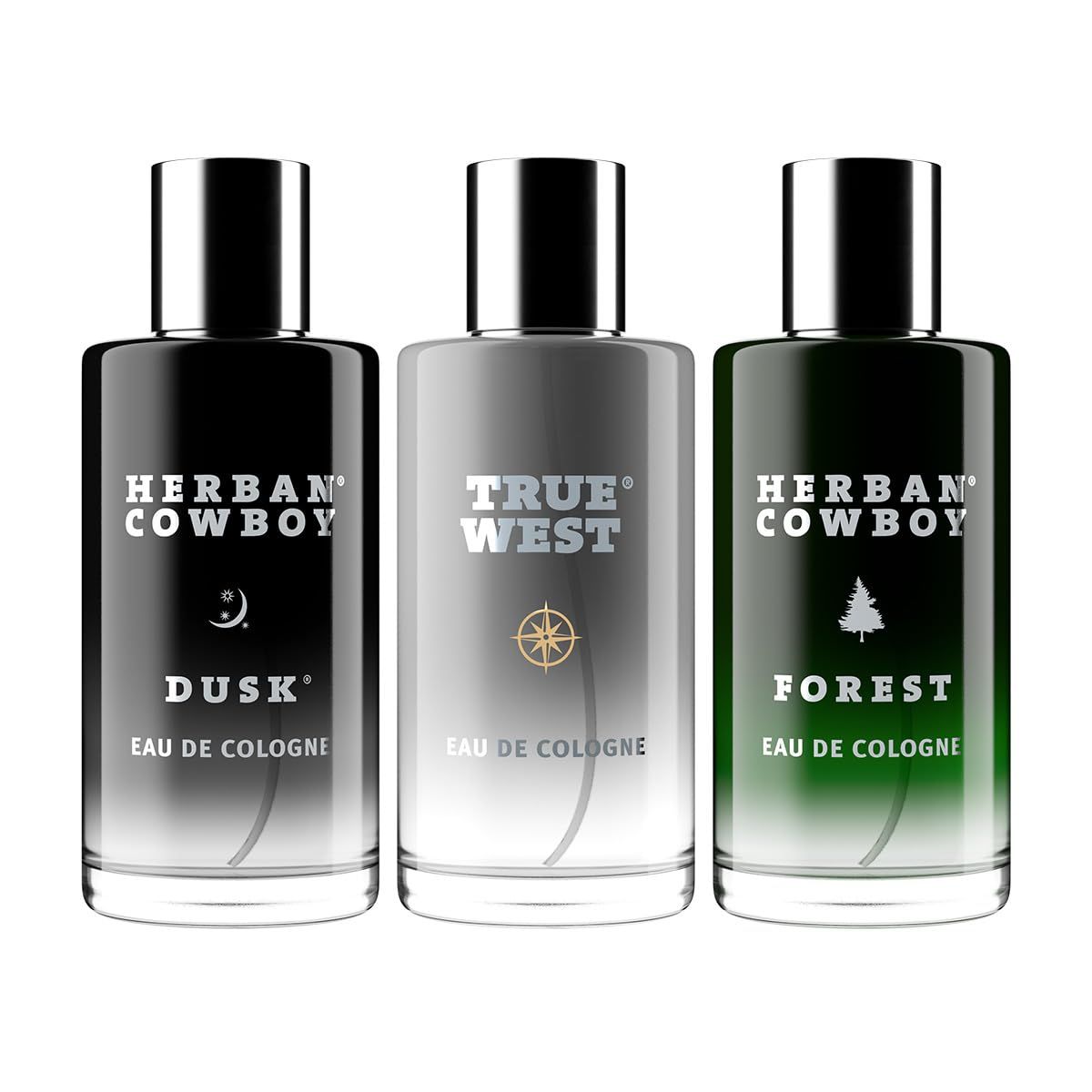 Herban Cowboy Mens Cologne Trio Set with Hints of Cinnamon, Citronnelle, and Lemon (1.7 fl oz)