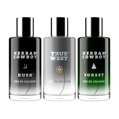 Herban Cowboy Mens Cologne Trio Set with Hints of Cinnamon, Citronnelle, and Lemon (1.7 fl oz)
