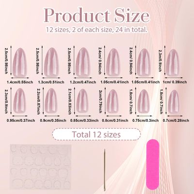 Nude Pink Press on Nails, Cat Eye Short Almond Fake Nails Acrylic Nails Glitter Glue on Nails Full Cover Stick on Nails Shiny Artificial Nails for Women 24Pcs