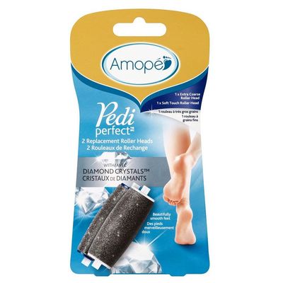 Amop Pedi Perfect - Electronic Foot File Mixed Refills, 2 ct, Extra Coarse &amp; Exfoliating Brush
