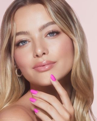 Mean Girls x Static Nails - Mean Girl | Valentines Nails | Hot Pink Round False Nails | Medium Press On Nails | Salon Quality Non-Damaging Acrylic Nails | Fake Nail Kit with Glue