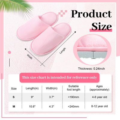 Twistover 6 Pairs Kids Disposable Slippers Non Slip Closed Toe Spa Slippers Comfortable House Spa Indoor Outdoor for 4-12 Years Old Boys Girls Party Hotel Travel(Pink,Small)