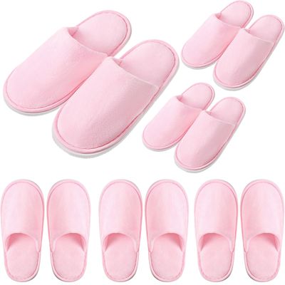 Twistover 6 Pairs Kids Disposable Slippers Non Slip Closed Toe Spa Slippers Comfortable House Spa Indoor Outdoor for 4-12 Years Old Boys Girls Party Hotel Travel(Pink,Small)