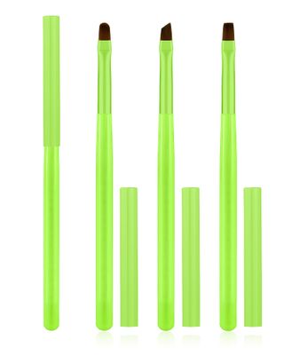 3PCS Nail Polish Clean Up Brush, Round&amp;Falt&amp;Angled Acetone Resistant Nail Brush for OPI Nail Polish Remover, Fingernail Cleaning Brushes at Home Nail Art and Designs(Bright Green)