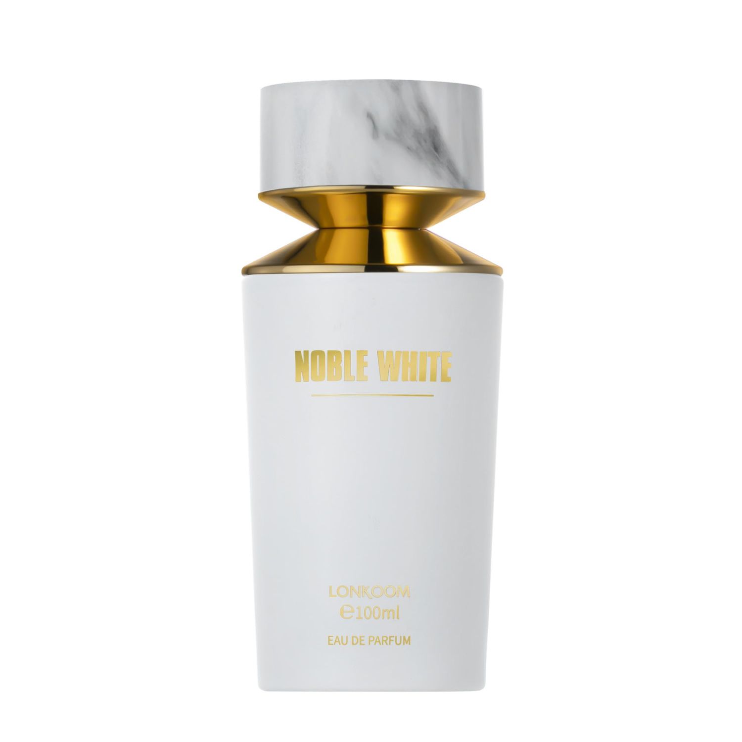 Lonkoom Noble White Perfume for Women, 3.4 fl oz/100ml Eau de Parfum Spray Long-Lasting Fragrance, Floral Woody Notes of Rose, Bulgarian, Saffron, Thyme, Sandalwood, Amber, Musk, Suede