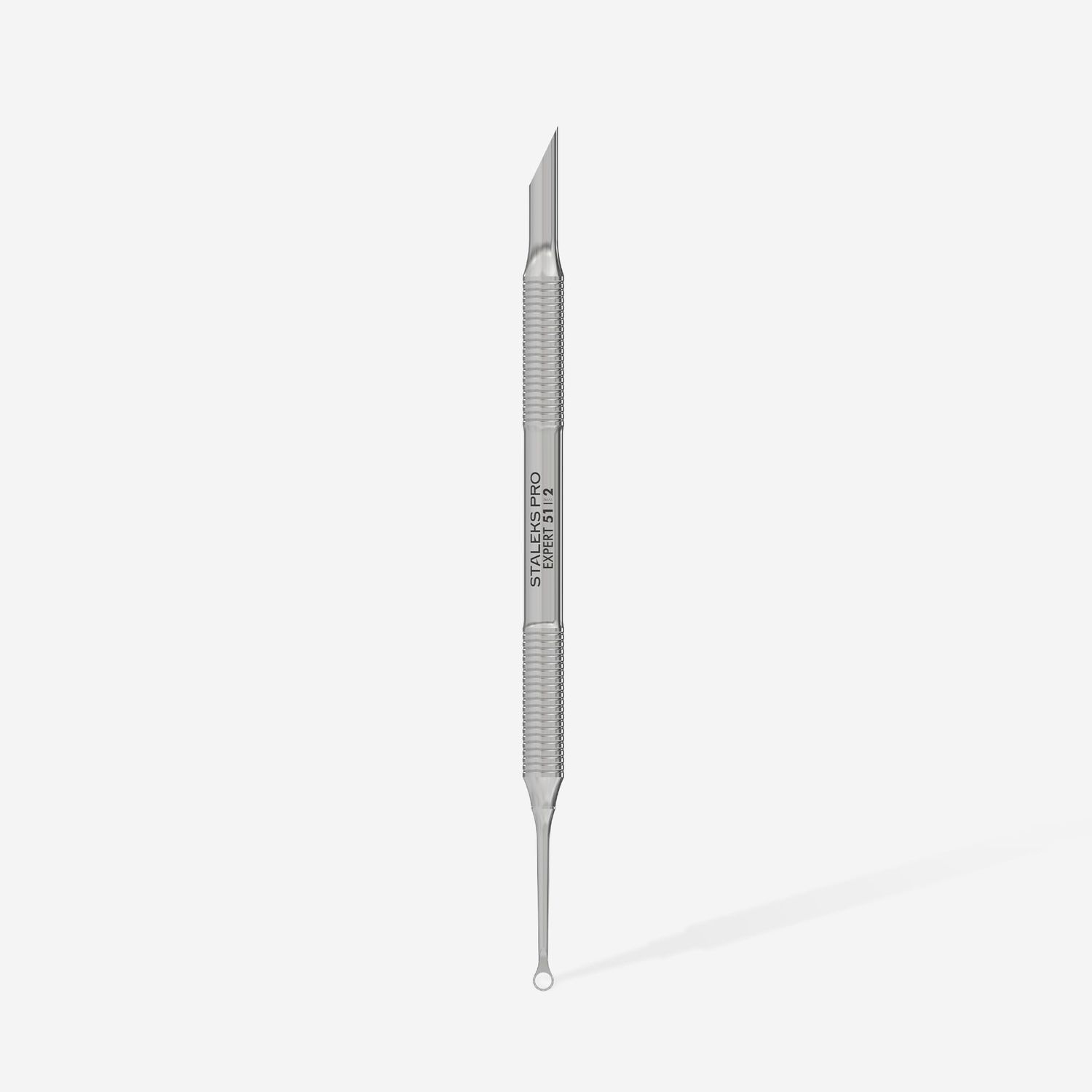 Staleks Pro EXPERT 51 Manicure Pusher Type 2 - Beveled Pusher and Loop End - Stainless Steel - Professional Tool for Cuticle Work