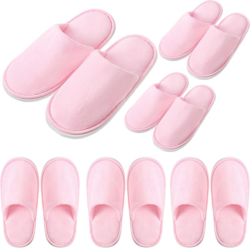 Twistover 6 Pairs Kids Disposable Slippers Non Slip Closed Toe Spa Slippers Comfortable House Spa Indoor Outdoor for 4-12 Years Old Boys Girls Party Hotel Travel(Pink,Small)