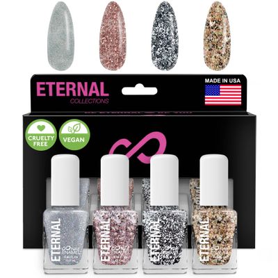 Eternal Glitter Nail Polish Set for Women (CONFETTI CARNIVAL) - Rose Gold Nail Polish Set for Girls | Long Lasting &amp; Quick Dry Nail Polish Kit for Home DIY Manicure | Made in USA, 13.5mL (Set of 4)