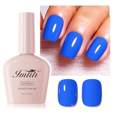 Imtiti Blue Gel Nail Polish, 1Pcs Electric Blue Gel Polish Soak Off UV LED Gel Polish, Long Lasting, Nail Art Manicure Salon DIY at Home for Autumn and Winter (0.34 Fl Oz-1911)