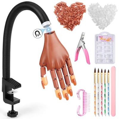 Wilfniee Magnetic Practice Hand for Acrylic Nails: Flexible Fake Nail Training Hand Practice - Manicure Hand Practice Kit for Beginners