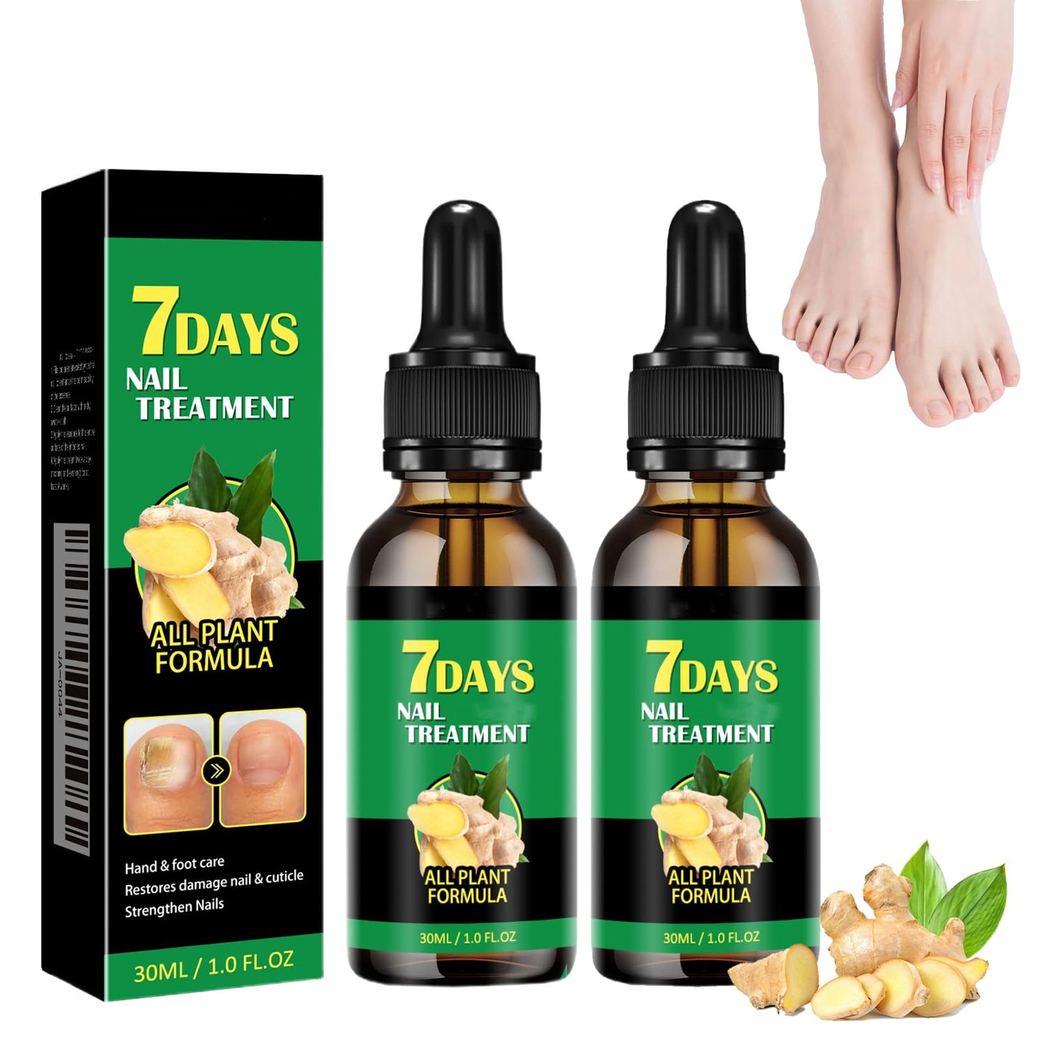 7 Days Ginger Nail Treatment,7 Days Ginger Foot Spray,Nail Nutrient Oil Strengthener Oil (2)