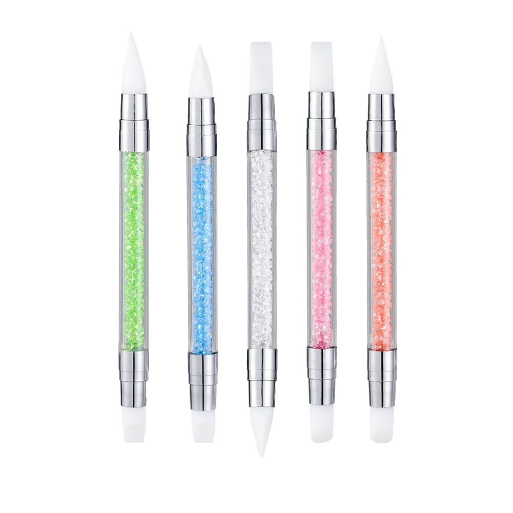 FULINJOY 5pcs Nail Sculpture Pen - Dual Tipped Silicone Nail Tools, Acrylic Pen &amp; Brushes for Resin, Design Tools for Foil Carving &amp; Drawing Effects