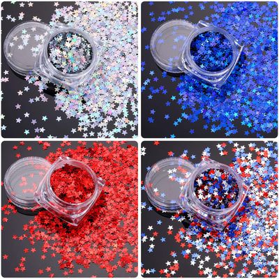 12 Boxes 4th of July Nail Art Star Glitter Nail Decals Patriotic Red Blue White Sequins Art Confetti Star Shaped Manicure Decorations for Eye Face Body Decorations DIY Crafts