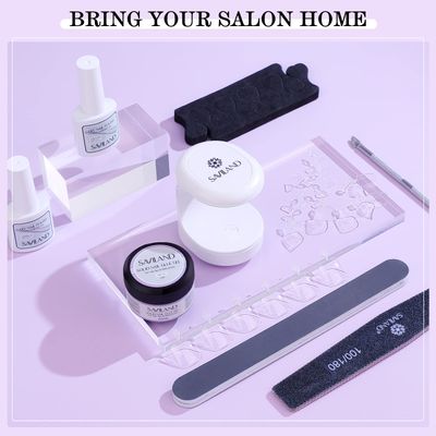 SAVILAND Toenail Tips and Solid Glue Gel: 500 PCS Clear Press on Toe Tips with Nail Glue Gel Base & Top Coat U V Light Pedicure Kit for Salon Home DIY Gift For Women