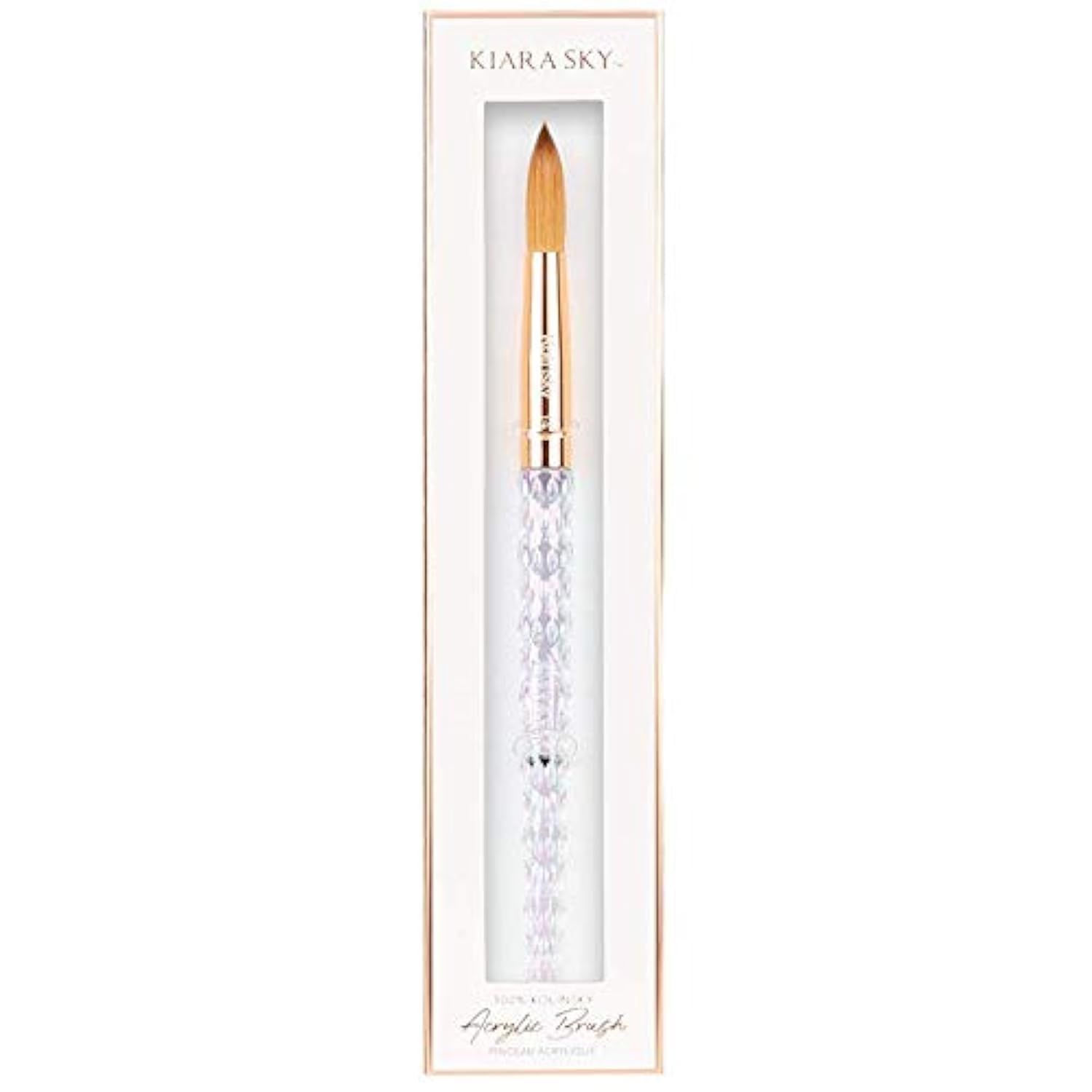 Kiara Sky Acrylic Brush | 100 Pure Kolinsky | Crystal Cut Handle and Acetone Resistant| 14 - Clear