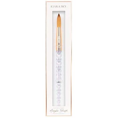 Kiara Sky Acrylic Brush | 100 Pure Kolinsky | Crystal Cut Handle and Acetone Resistant| 14 - Clear